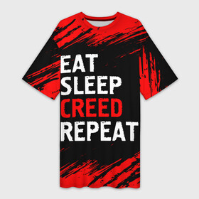 Платье-футболка 3D с принтом Eat Sleep Creed Repeat  Краски в Курске,  |  | creed | eat sleep creed repeat | logo | ассасин | игра | игры | краска | крид | лого | логотип | символ