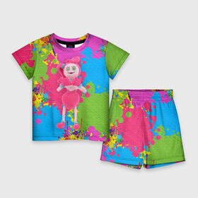 Детский костюм с шортами 3D с принтом Мама длинные ноги в ярких красках в Курске,  |  | Тематика изображения на принте: poppy playtime | видеоигра | игра | мама | мама длинные ноги | поппи плейтайм