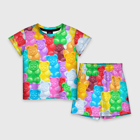 Детский костюм с шортами 3D с принтом мармеладные мишки разноцветные в Курске,  |  | background | bear | bears | colorful | gummy bears | haribo | marmalade | multicolor | sweets | мармелад | мармеладные мишки | медведи | медведь | мишки | мультицвет | разноцветный | сладости | фон | харибо