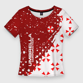 Женская футболка 3D Slim с принтом Resident Evil  Umbrella Corporation  паттерн в Курске,  |  | corp | corporation | resident evil | umbrella | umbrella corporation | зомби апокалипсис | зонт | игра