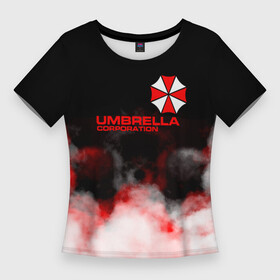 Женская футболка 3D Slim с принтом Umbrella Corporation  туман в Курске,  |  | corp | corporation | resident evil | umbrella | umbrella corporation | зомби апокалипсис | зонт | игра