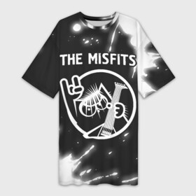 Платье-футболка 3D с принтом The Misfits  КОТ  Краска в Курске,  |  | Тематика изображения на принте: band | metal | misfits | paint | rock | the | the misfits | брызги | группа | кот | краска | мисфитс | рок