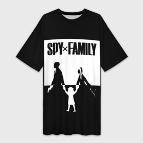 Платье-футболка 3D с принтом Spy x Family: Семья шпиона (черно белая) в Курске,  |  | spy  family | манга | семья | супайфамири | тацуей эндо | шпион