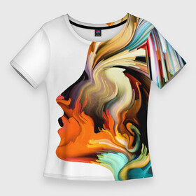 Женская футболка 3D Slim с принтом Профиль девушки  Иллюзия  Girl s Profile  Illusion в Курске,  |  | abstraction | fashion | girl | illusion | profile | абстракция | девушка | иллюзия | мода | профиль