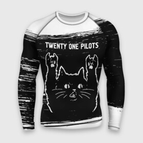 Мужской рашгард 3D с принтом Twenty One Pilots  Rock Cat в Курске,  |  | band | metal | one | pilots | rock | twenty | twenty one pilots | ван | группа | кот | краска | пилотс | рок | рок кот | твенти