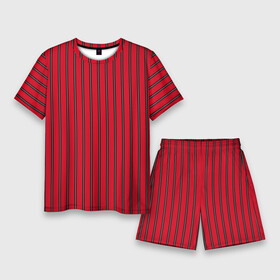 Мужской костюм с шортами 3D с принтом Красно черный узор в полоску в Курске,  |  | red striped | striped pattern | красный и черный | полоска | ретро