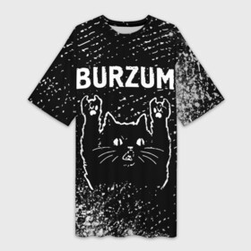 Платье-футболка 3D с принтом Burzum  Rock Cat в Курске,  |  | band | burzum | metal | rock | бурзум | группа | кот | краска | краски | рок | рок кот