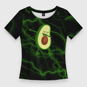 Женская футболка 3D Slim с принтом avocado  молнии в Курске,  |  | avocado | avocado couple | cartoon | ава | авокадо | забавно | пара авокадо | семейное веселье | смешные комиксы