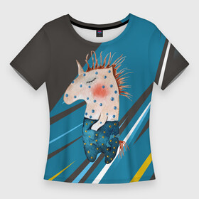 Женская футболка 3D Slim с принтом Конь. Детский рисунок в Курске,  |  | детский рисунок | конь | коняшка | лошадка | лошадь