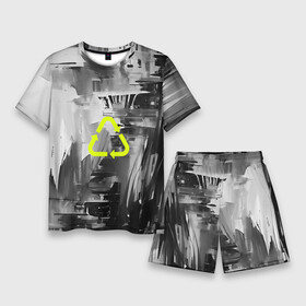 Мужской костюм с шортами 3D с принтом Recycling в Курске,  |  | black | dark | green | monochrome | recycling | white | белый | бесцветный | зеленый | значок | кислотный | краски | монохромный | переработка | стрелки | темный | чернобелый | черный