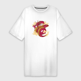 Платье-футболка хлопок с принтом Красный китайский дракон  Red Chineese Dragon в Курске,  |  | china | chineese | dragon | dragons | snake dragon | большой дракон | в виде змеи | длинный дракон | дракон змей | дракон на спине | змеиный дракон | змей лун | китайская мифология | лун | лун сюй | огромный дракон