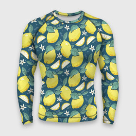 Мужской рашгард 3D с принтом Cute lemon pattern в Курске,  |  | fruit | lemon | pattern | лимон | лимоны | паттерн | фрукт | фрукты