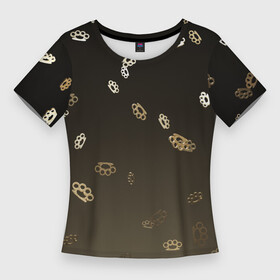 Женская футболка 3D Slim с принтом brass knuckles  кастет в Курске,  |  | кастет | маленькие кастеты | темный