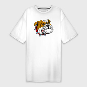 Платье-футболка хлопок с принтом Голова английского бульдога в Курске,  |  | bulldog | dog | english bulldog | английский бульдог | бульдог | бульдоги | животное | пес | песель | песик | собака | собачка | щенок