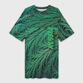Платье-футболка 3D с принтом Узор из веток можжевельника  Pattern of juniper branches в Курске,  |  | branch | juniper | pattern | russia | texture | ветвь | можжевельник | россия | текстура | узор