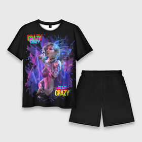 Мужской костюм с шортами 3D с принтом Crazy Neon girl в Курске,  |  | club | cyberpunk | girl | gun | neon | weapon | девушка | киберпанк | клуб | неон