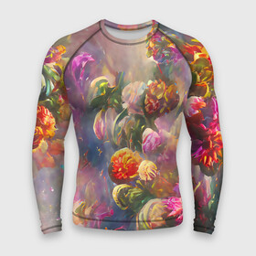 Мужской рашгард 3D с принтом Цветущий сад в Курске,  |  | bright | colors | flower | green | multicoloured | petals | pink | букет | бутоны | зеленый | краски | лепестки | разноцветный | растения | розовый | романтика | таинственный | фееричный | цветы | яркий