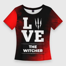 Женская футболка 3D Slim с принтом The Witcher Love Классика в Курске,  |  | logo | love | the | the witcher | witcher | ведьмак | игра | игры | лого | логотип | огонь | пламя | символ