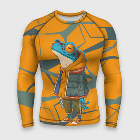 Мужской рашгард 3D с принтом Лягушка в модной куртке в Курске,  |  | frog | жаба | линии | лягуха | лягушка | на стиле