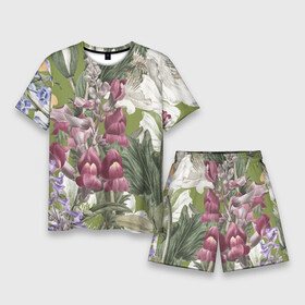 Мужской костюм с шортами 3D с принтом Цветы Ностальгический Весенний Узор в Курске,  |  | flowers | букет | природа | растение | флора | цветы