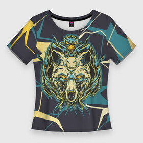 Женская футболка 3D Slim с принтом Талисман волк в Курске,  |  | волк | животное | зверь | талисман | хищник