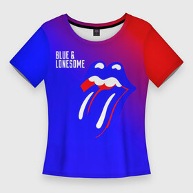 Женская футболка 3D Slim с принтом Blue and Lonesome  The Rolling Stones в Курске,  |  | the rolling stones | бродяги | вольные странники | катящиеся камни | кит ричардс | мик джаггер | рок группа | рок н ролл | ролинг стоун | роллинг стоунс | рон вуд | стоунз | чарли уоттс