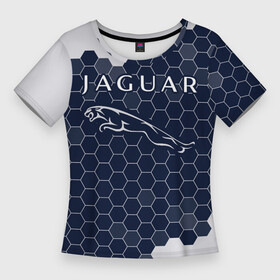 Женская футболка 3D Slim с принтом ЯГУАР  Соты в Курске,  |  | auto | jaguar | logo | moto | symbol | авто | автомобиль | гонки | знак | лого | логотип | логотипы | марка | машина | мото | символ | символы | соты | ягуар