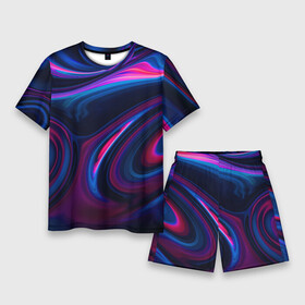 Мужской костюм с шортами 3D с принтом Неоновые разводы  Neon streaks в Курске,  |  | abstraction | fashion | neon | streaks | абстракция | мода | неон | разводы