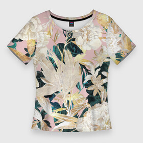 Женская футболка 3D Slim с принтом Цветы Королевский Цветочный Узор в Курске,  |  | flowers | букет | природа | растение | флора | цветы