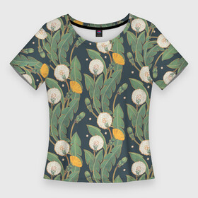 Женская футболка 3D Slim с принтом Цветение одуванчиков в Курске,  |  | одуванчики | паттерн | раппорт | растения | цветы