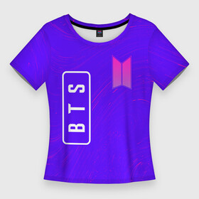 Женская футболка 3D Slim с принтом BTS  Разводы в Курске,  |  | Тематика изображения на принте: band | boyband | bts | k pop | kpop | logo | music | бойбенд | бойбэнд | бтс | группа | к поп | кпоп | лого | логотип | музыка | разводы | символ | символы