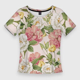 Женская футболка 3D Slim с принтом Цветы Английские Розы в Курске,  |  | flowers | букет | природа | растение | флора | цветы