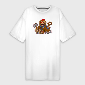 Платье-футболка хлопок с принтом Обезьяна с инструментами в Курске,  |  | monkey | животное | мартышка | обезьяна | обезьянка | обезьяны | павиан | песик | плотник | примат | работник | рабочий | разноробочий | строитель | шимпанзе