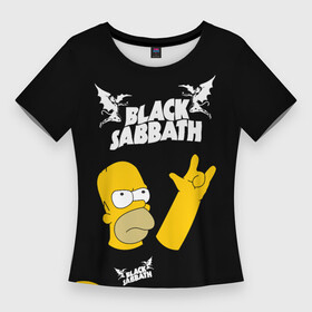 Женская футболка 3D Slim с принтом Black Sabbath Гомер Симпсон Simpsons в Курске,  |  | black | black sabath | black sabbath | hard rock | heavy metal | ozzy | sabath | simpson | simpsons | блэк сабат | гомер | группы | метал | музыка | оззи | оззи осборн | ози | осборн | рок | симпсоны | симсон | хард рок | хэви метал