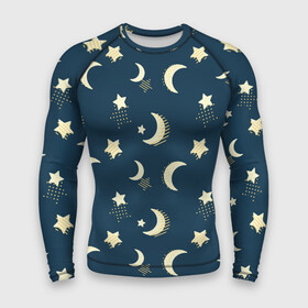 Мужской рашгард 3D с принтом Месяц и звезды, паттерн в Курске,  |  | звезды | луна | месяц | милый | небо | ночное | ночь | паттерн | пижамный | принт для пижамы | узор