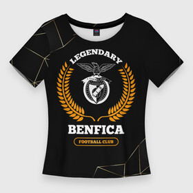 Женская футболка 3D Slim с принтом Лого Benfica и надпись Legendary Football Club на темном фоне в Курске,  |  | benfica | club | football | logo | бенфика | звезды | клуб | космос | лого | мяч | символ | спорт | футбол | футболист | футболисты | футбольный