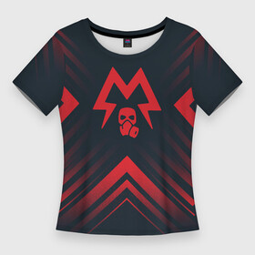 Женская футболка 3D Slim с принтом Красный Символ Metro Exodus на темном фоне со стрелками в Курске,  |  | exodus | logo | metro | metro exodus | градиент | игра | игры | лого | логотип | метро | ромб | символ | эксодус