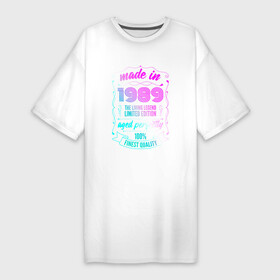 Платье-футболка хлопок с принтом Made in 1989 в Курске,  |  | 1989 | made in | ussr | бабушке | брату | год | дедушке | день | жене | маме | мужу | папе | рожден | рождения | сделано | сестре | ссср | юбилей