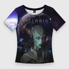 Женская футболка 3D Slim с принтом STELLARIS  СТЕЛЛАРИС в Курске,  |  | stelaris | stellaris | стеларис | стелларис