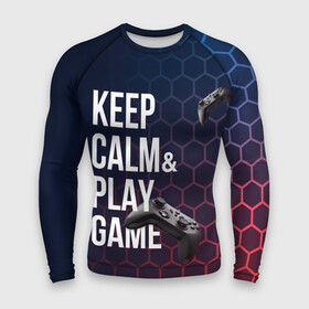 Мужской рашгард 3D с принтом KEEP CALM PLAY GAME  PATTERN  HEXAGONAL в Курске,  |  | game | gamer | hexagonal | joystick | paly | pattern | stick | xbox