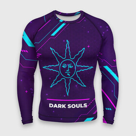 Мужской рашгард 3D с принтом Символ Dark Souls Sun в неоновых цветах на темном фоне в Курске,  |  | dark | dark souls | logo | neon | souls | дарк | игра | игры | лого | логотип | неон | символ | соулс
