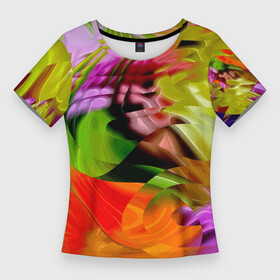 Женская футболка 3D Slim с принтом Разноцветная абстрактная композиция  Лето  Multi colored abstract composition  Summer в Курске,  |  | abstraction | color | composition | fashion | summer | абстракция | композиция | лето | мода | цвет