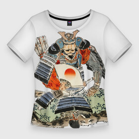 Женская футболка 3D Slim с принтом Старый самурай в Курске,  |  | japan | samurai | веер | самурай | япония