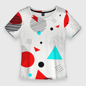 Женская футболка 3D Slim с принтом GEOMETRIC FIGURED INTERLACING в Курске,  |  | абстрактный | белый | вектор | геометрический | графический | зеленый | красочный | линии | розовый | синий | треугольники | узор | цвет | черный