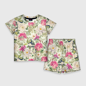Детский костюм с шортами 3D с принтом Цветы Винтажные Розы в Курске,  |  | flowers | букет | природа | растение | розы | флора | цветы
