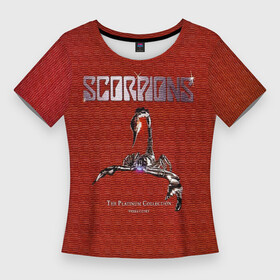Женская футболка 3D Slim с принтом The Platinum Collection  Scorpions в Курске,  |  | scorpion | scorpions | группа | клаус майне | маттиас ябс | метал | микки ди | павел мончивода | рок | рудольф шенкер | скорпион | скорпионс | скорпионы | хард | хардрок | хеви | хевиметал
