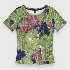 Женская футболка 3D Slim с принтом Кисти Винограда в Курске,  |  | brushes | grape | summer | виноград | кисти | лето