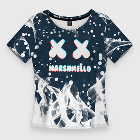Женская футболка 3D Slim с принтом marshmello  белый огонь в Курске,  |  | face | logo | marsh | marshmallow | marshmello | marshmelo | mello | smile | лицо | лого | маршмеллов | маршмеллоу | маршмеллу | маршмело | маршмелов | маршмелоу | маска | музыка | рожица | символ | смайл | улыбка