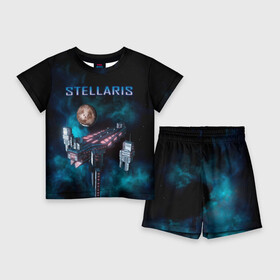 Детский костюм с шортами 3D с принтом Stellaris космический корабль в Курске,  |  | stellaris | stellaris game | игра stellaris | игра стелларис | стеларис | стелларис