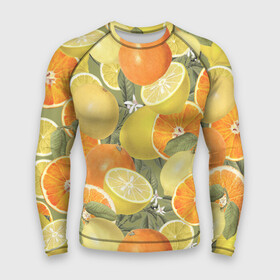 Мужской рашгард 3D с принтом Апельсины и Лимоны в Курске,  |  | fruits | lemons | oranges | summer | апельсины | лето | лимоны | фрукты